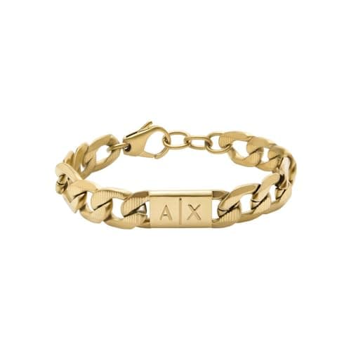 Image of Armani Exchange Bracelet for Men CLASSIC, Length: 190MM+35MM, Width: 18MM, Height: 11.5MM Gold Stainless Steel Bracelet, AXG0078710
