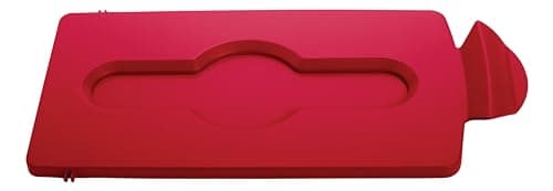 Image of Rubbermaid Commercial Products Slim Jim Recycling Station Red Closed Lid 2007192