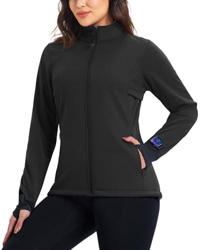 Image of 33,000ft Women's Cycling Jacket Ladies Waterproof Softshell Jacket Fleece lined jacket Windproof Running Jacket Reflective Autumn/Winter Cycling Jacket Black L