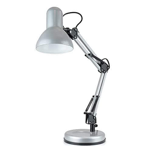 Image of homelife for easy living 35W Swing Poise Hobby Desk Lamp - Tilt/Swivel Head - 35cm Swing Arm - Max. Height 52cm - Weighted Base with Desk Tidy - Inline Switch - L945SV - Strato Silver