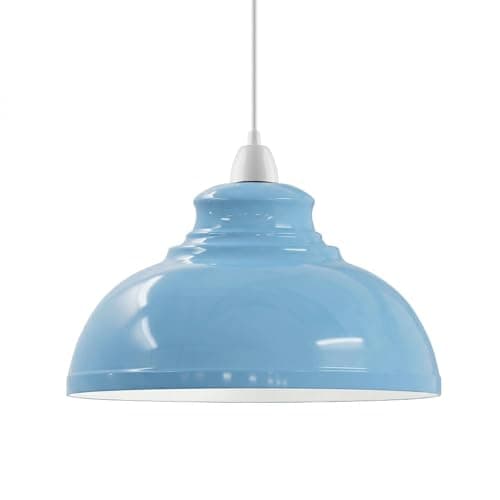 Image of LEDSone Retro Blue Metal Ceiling Lampshade 29cm Easy Fit Modern Hanging Pendant Lightshade for Bedroom Dining Room Hallway Office Industrial Kitchen Restaurant Bar