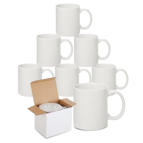 Image of Sublimation Mugs with Boxes | Plain White Large Handle High Gloss Orca Coated, Ceramic Mug for Coffee & Tea | Ideal for Gifting & DIY Projects, Heat Press Printing Mugs 11oz (Pack of 6)