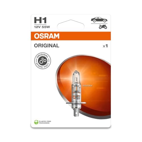 Image of OSRAM ORIGINAL LINE 12V, H1, halogen headlight lamp, Single Blister (1 lamp)