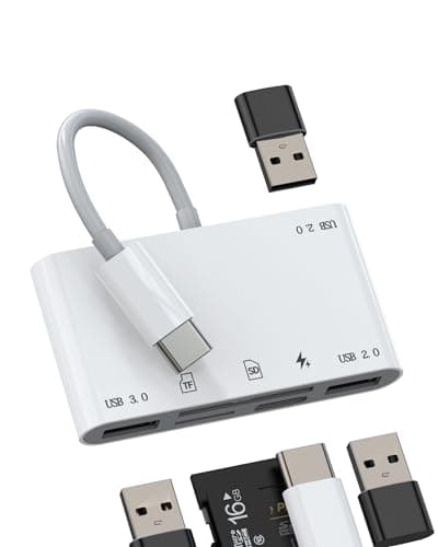 Image of USB C Hub USB 3.0 TF SD Card Reader Charging Docking Station (6in1) Type C Multiport Adapter Thunderbolt Charger Cable Micro SD Memory Dongle for Apple for iPhone15 mac for iPad compatible for Samsung