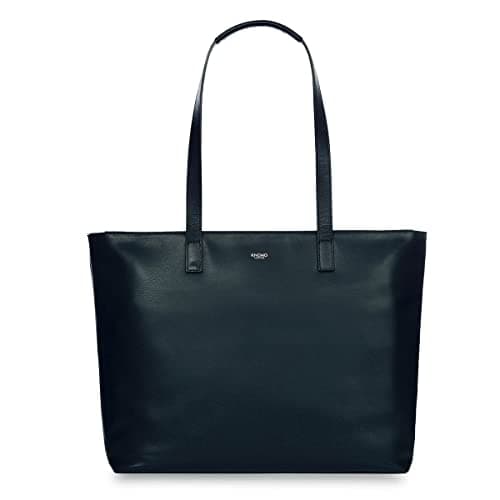 Image of KNOMO Maddox Genuine Leather 15.6" Laptop Tote Bag for Women - RFID Blocking Shoulder Handbag with Padded Protection, Navy