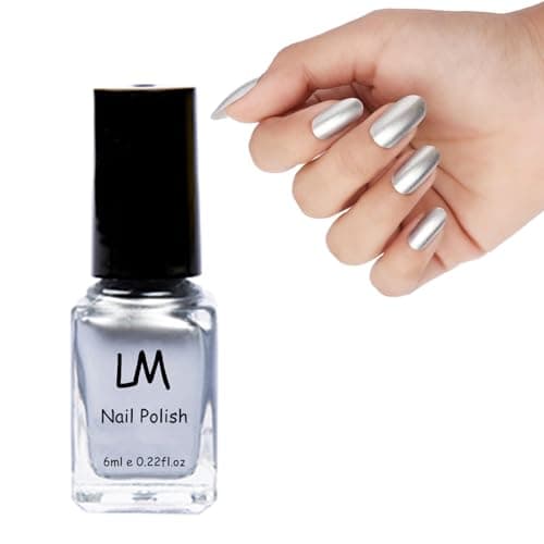 Image of EONFAVE Metallic Nail Polish - 6ML Quick Drying Silver Mirror Nail Varnish - Metallic Effect Chrome Polish - No UV Needed Father
