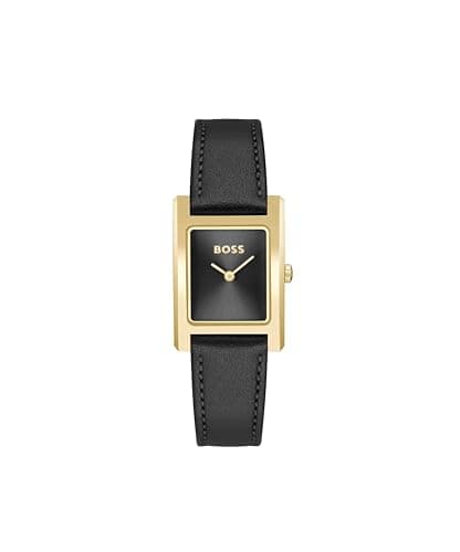 Image of BOSS Two Hand Quartz Movement Watch for Women LUCY Collection with Black Leather Strap - 1502742