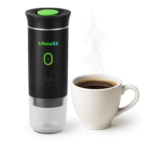 Image of Lifenaxx Portable Coffee Maker with Rechargeable Battery & USB-C LX-060-20 Bar Mini Espresso Machine for Ground Coffee & Capsules – Compact Cordless Coffee Maker for Travel, Camping, Car, Office