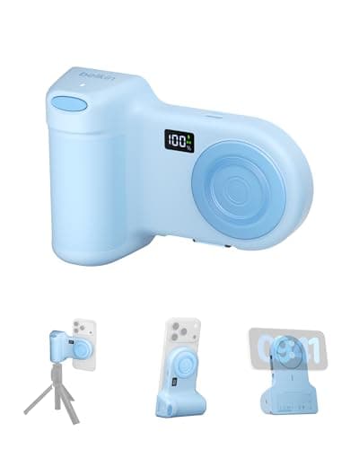 Image of Belkin Stage PowerGrip, Magnetic Wireless Charging Camera Grip 9300mAh, Power Bank with Retractable USB C Cable, Bluetooth Connection, Tripod Attachment, LCD Screen, Portable Charger for iPhone, Pixel