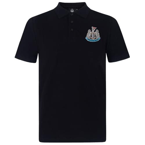 Image of Newcastle United FC Official Football Gift Mens Crest Polo Shirt Black XL