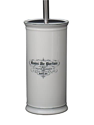 Image of Roses De Parfum Ceramic Vintage Bathroom Accessory Toilet Brush Holder with Brush Gift Idea