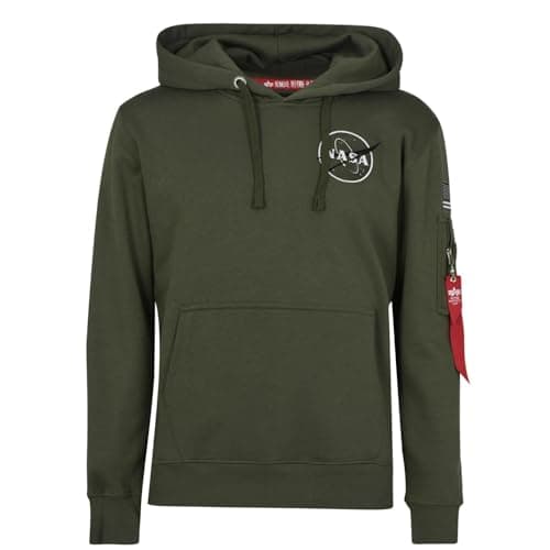 Image of Alpha Industries Space Shuttle Hoody Hooded Sweat for Men Dark Olive