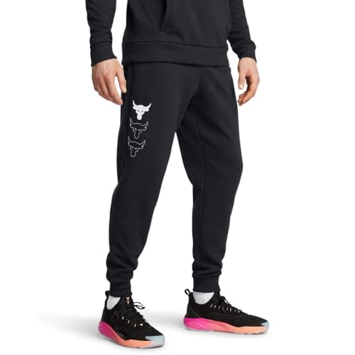 Image of Under Armour Men's Project Rock Rival Fleece Joggers, (001) Black / / White, Large