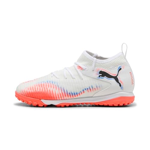 Image of PUMA Future 8 Match TT + MID JR Soccer Shoe, White Black-Glowing RED, 1 UK