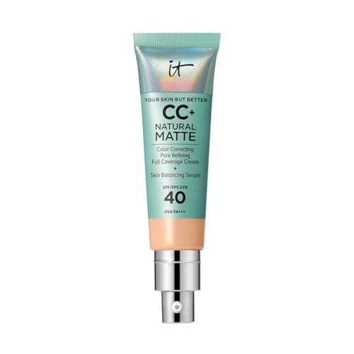 Image of IT Cosmetics Full Coverage Foundation, Natural Matte, Made with Hyaluronic Acid, SPF 40 Protection, Your Skin But Better CC+, Shade: Light Medium, 32ml