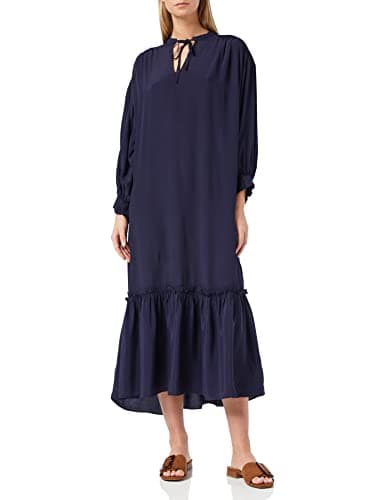 Image of GANT Women's D2. Popover Wrinkle Dress Dress, Classic Blue, 32