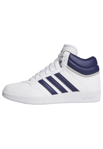 Image of adidas Unisex Hoops 4.0 MID Shoes, FTWR White/Dark Blue/Grey Two, 9.5 UK