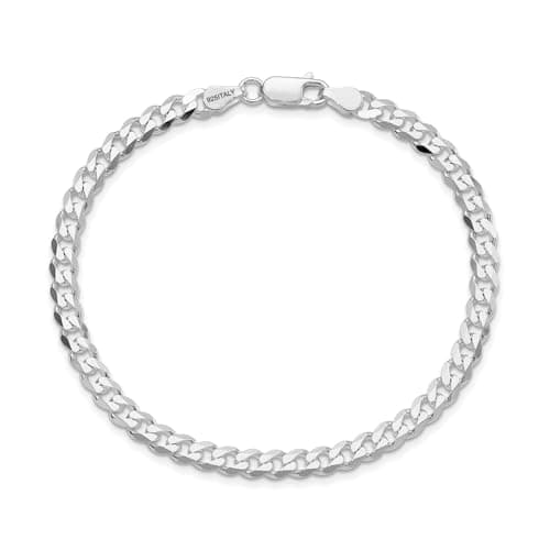 Image of LeCalla Solid 925 Sterling Silver Curb Chain Bracelet for Men | Italian 4.5 MM Diamond Cut Cuban Link Curb Chain Bracelet 8.5 Inches, Made in Italy