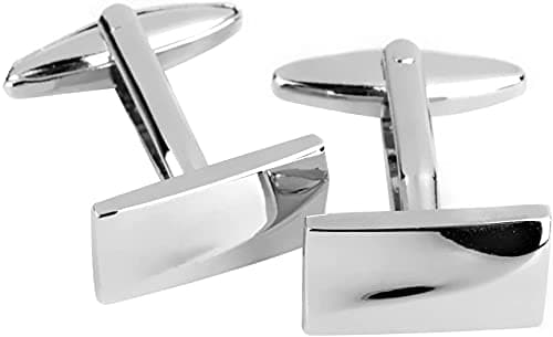 Image of AKORD Rectangle Cufflinks Cuff Links for Men, Silver