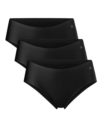 Image of DANISH ENDURANCE 3 Pack Women's Invisible Hipster Panties, Sport Knickers, No-Show Underwear, Black, Large