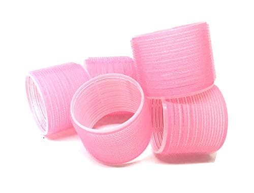 Image of 6 Pack Super Jumbo Self Grip Hair Rollers Pro Salon Hairdressing - Big Curlers Create Volume For Long Hair (Pink)