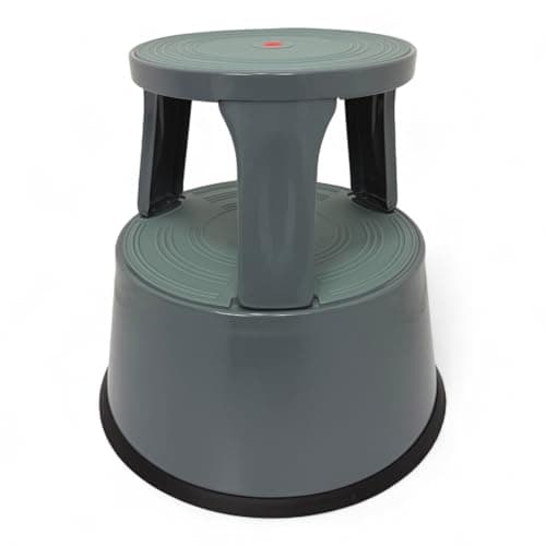 Image of Durable Steel Kick Step Stool – Heavy-Duty, Non-Slip, Portable, 150kg Capacity, Spring-Loaded Castors, Scratch-Resistant, Ideal for Home, Office, Warehouse, Factory (BASALT GREY)