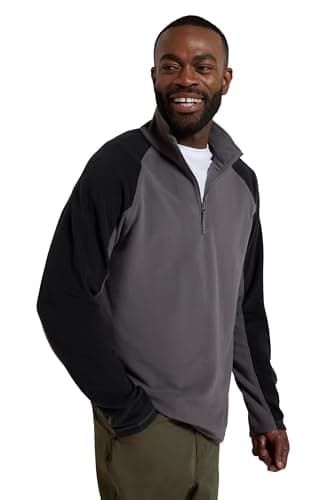 Image of Mountain Warehouse Ashbourne Mens Fleece - Lightweight Microfleece Sweater, Antipill Midlayer, Warm Top - Best for Spring Summer, Camping, Trekking, Hiking Dark Grey M