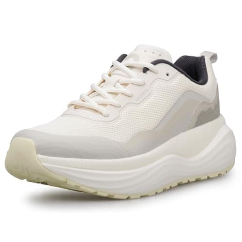 Image of UOVO Women Chunky Trainers Breathable Water-Repellent Mesh Casual Sneakers Cushioned Wave Thick Sole Walking Shoes White Size 8UK 41.5EU