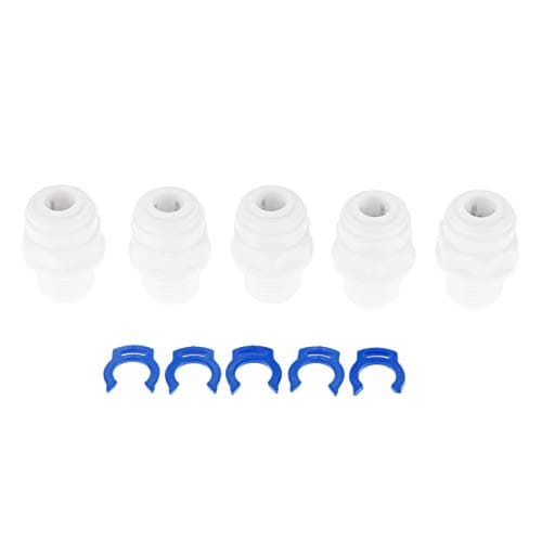 Image of Yetaha 5pcs RO Water Straight Pipe Fitting Hose Connectors 1/4" Male Thread-1/4 OD Hose BSP Male Thread Plastic Quick Connector System Water Purifies