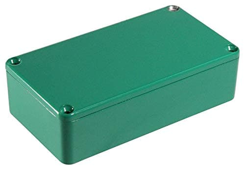 Image of Die Cast Stomp Box - Green, Body Colour Green, Enclosure Material Diecast Aluminium, Enclosure Type Small, Imperial 4.41", Metric 112mm, Imperial 1.34", Metric 34mm, Imperial 2.38", Metric