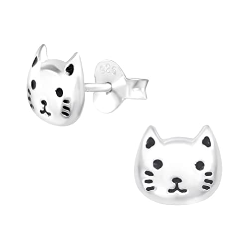 Image of 925 Sterling Silver Kitty Cat Stud Earrings for Women & Girls – Lightweight Hollow-Back Pet Jewellery with Gift Box