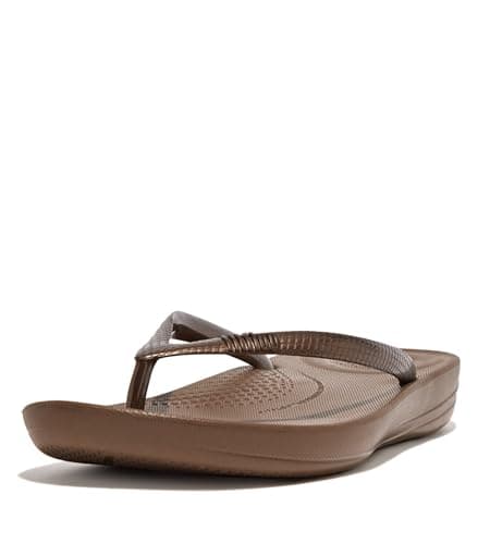 Image of FitFlop Women's iQushion Ergonomic Flip Flops - Lightweight & Comfortable with Natural Arch Support - Bronze - 6 UK