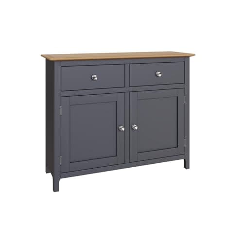 Image of FWStyle Graphite Blue Oak 2 Door 2 Drawer Sideboard - H76 X W96 X D33cm
