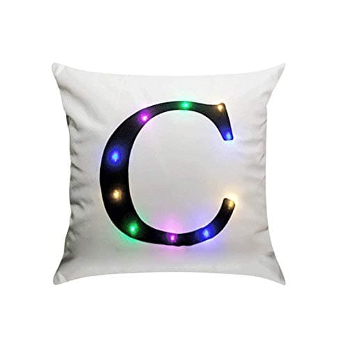 Image of ZUODU Creative LED Colorful Lighting Velvet Letter Cushion Cover Pillow Cover Bar Use Party Use Festival Use Gift Use18”x18” or 45cm x 45cm 1pc (C)