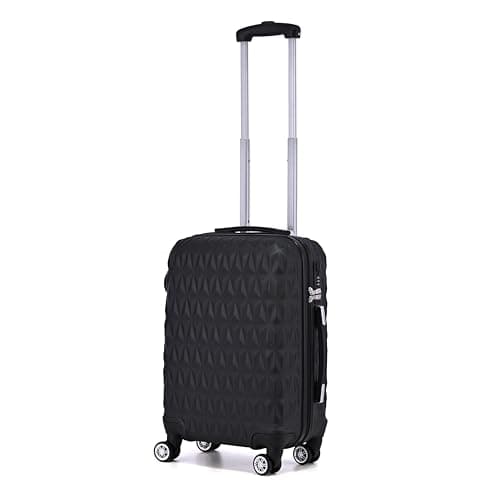 Image of Hard Shell Cabin Carry On Suitcase 55 cm 2.5 kg 35 litres 4 Wheels with Built in 3 Digit Combination Lock, Approved for Ryanair, easyJet, British Airways & More (Black)