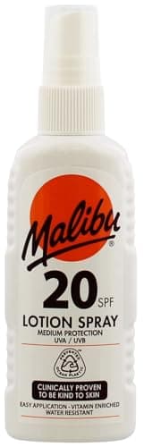 Image of Malibu Sun SPF 20 Sun Lotion Spray with Shea Butter Extract, Moisturising Sunscreen Spray for Body, Lightweight Hydrating Sun Cream, Water Resistant Vitamin Enriched, 100ml
