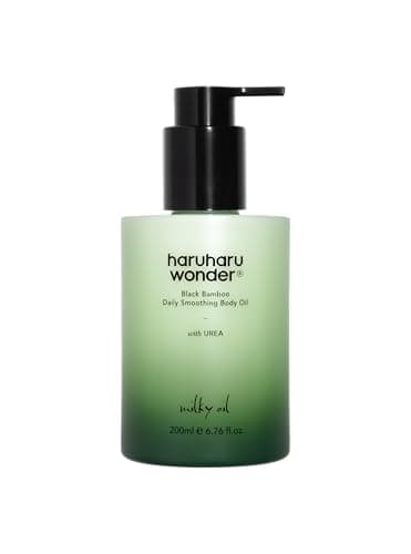 Image of haruharu wonder Black Bamboo Daily Smoothing Body Oil, Fast Absorption, Lightweight, Non-Greasy, Deeply Hydrating, Locks in Moisture, Softens & Nourishes Skin, With Almond & Argan Oil, 200ml