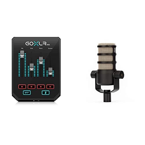 Image of GoXLR Mini - Mixer & USB Audio Interface for Streamers & RØDE PodMic Broadcast-quality Dynamic Microphone with Integrated Swing Mount for Podcasting, Streaming, Gaming, and Voice Recording