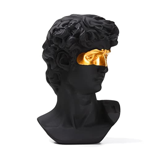Image of BRABUD Greek Mask David Man Bust Statue Resin Black Gold Classic Roman Sculpture Modern Art Home Office Study Room Bookshelf Decor Collectible Gift TQGJBS333