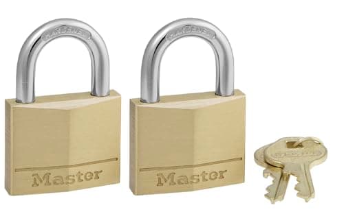 Image of Master Lock 140T Solid Brass Padlock with Key, 2 Pack