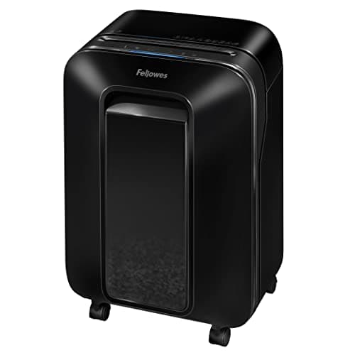 Image of Fellowes Paper Shredder for Home Office Use - 100% Jam Proof 12 Sheet Micro Cut for Home Office Use - Deskside with Large 22L Pull-Out Bin - Powershred LX201 - DIN Level P5 - Black