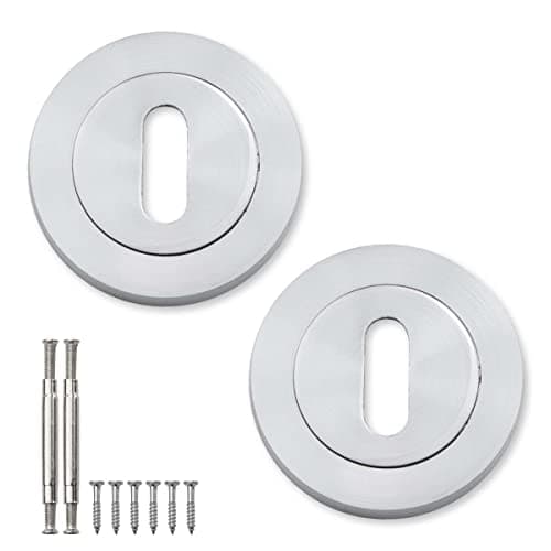 Image of Bwintech 1 Pair 52MM Satin Chrome Keyhole Escutcheon Keyhole Cover