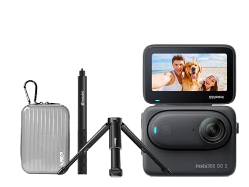 Image of Insta360 GO 3 Black 64GB Premium Kit - The Tiny Mighty 2.7K Waterproof (5M) Action Camera with Action Pod and Flip Screen. Inc Invisible Selfie Stick, Extendable Desktop Tripod & Aluminum Camera Case