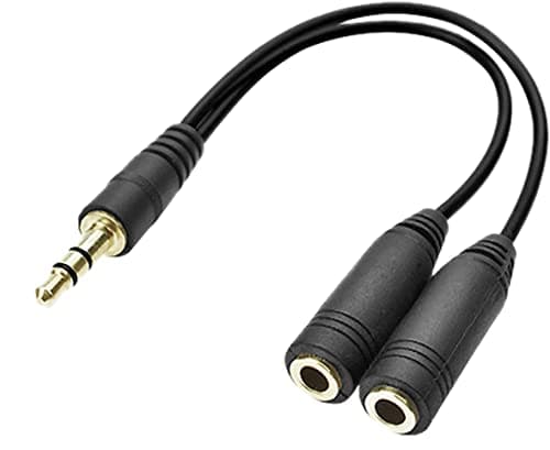 Image of 3.5mm HEADPHONE SPLITTER JACK Y MALE to 2 DUAL FEMALE CABLE LEAD AUDIO EXTENSION (NO MIC) compatible with iPhone, Samsung, Xiaomi, Oppo, Huawei, Vivo, LG etc. BLACK