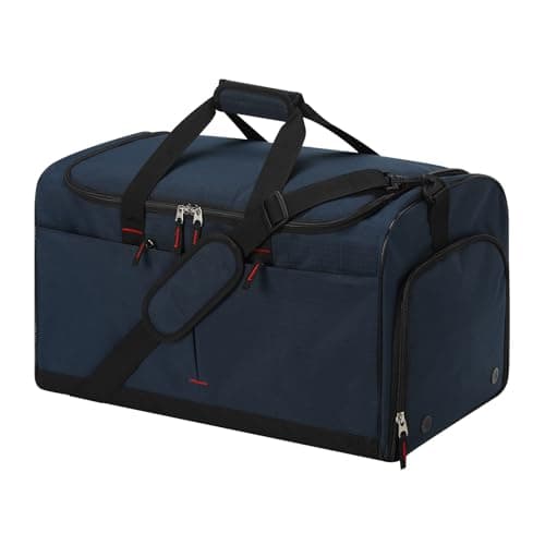Image of LONALIA 55L Sports Gym Bag with Shoes Compartment and Wet Pocket - 21 inch Mens Holdall Duffle Bags for Swimming Fitness (Navy Blue)