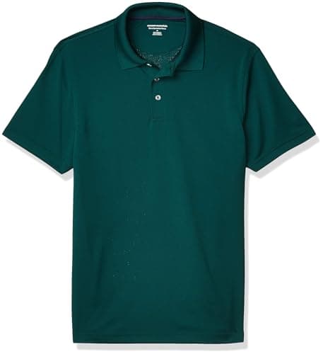 Image of Amazon Essentials Men's Golf Polo Shirt, Short Sleeve, Slim-Fit, Quick-Dry, Dark Green, XXL