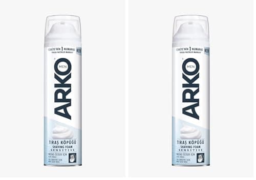 Image of Arko Men Sensitive Shaving Foam 200ml – Aloe Vera Enriched, Smooth & Comfortable Shave for Sensitive Skin (Pack of 2)