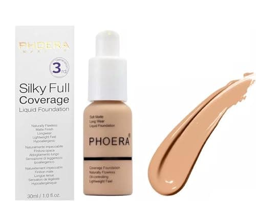 Image of PHOERA Full Coverage Foundation Soft Matte Liquid | Oil Control, Waterproof, Long Lasting | Concealer & Flawless Makeup for Oily, Acne-Prone, Sensitive Skin | Vegan & Cruelty-Free (BUFF BEIGE)
