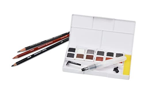 Image of Derwent Shade & Tone Mixed Media Set, 16 Piece Set, Natural Paint Colours with Inktense, Graphitint, Pencils & Tinted Charcoal, Professional Quality, 2305903