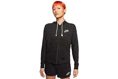 Image of Nike CJ1694-010 W NSW GYM VNTG JSY FZ HOODIE Sweatshirt Women's black/sail Size XL